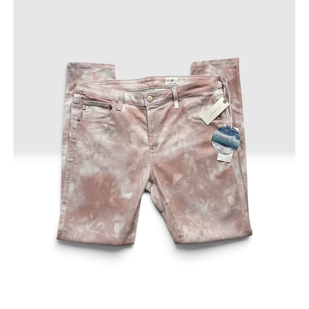 AG Adriano Goldschmied Women Legging Skinny Ankle Jeans Tie Dye Pink 32 NWT 2196